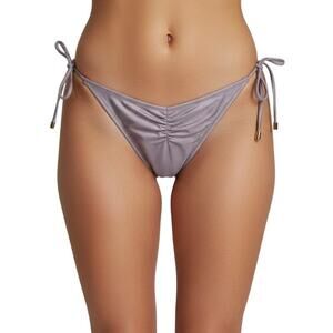 PQ Swim Teeny Ruched Tie Bikini Bottom Purple Metallic Polyamide Women’s XS NWOT